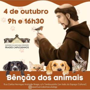 Santuário da Imaculada Conceição celebra dia de São Francisco com a tradicional benção dos animais.